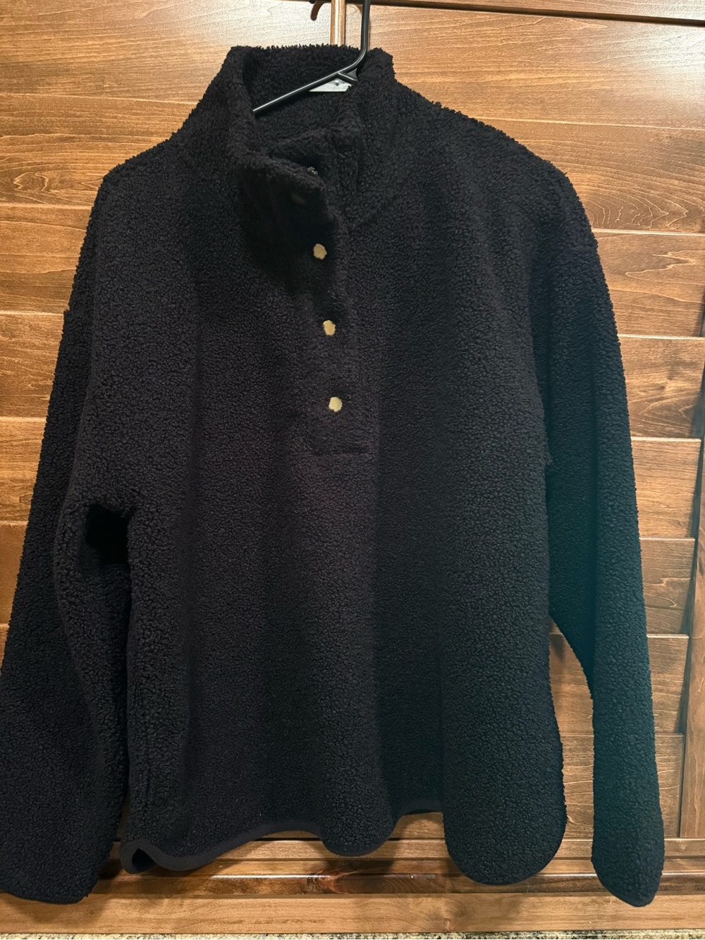 Womens JCrew Factory Black Sherpa Snap-Front Jacket